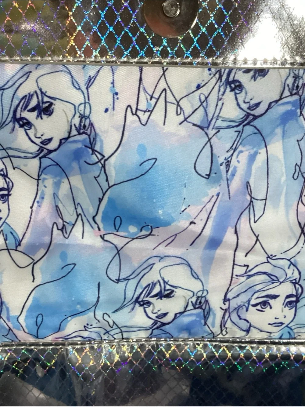 Disney Store Silver Reflective FROZEN Elsa Shoulder Bag EUC Holographic Cute